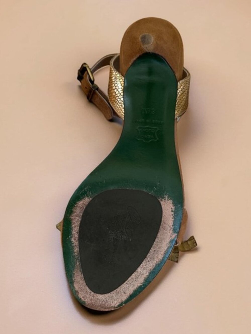 Donald Pliner Porcia Floral Metallic Ankle Strap Heels - 8.5M - Picture 13 of 14